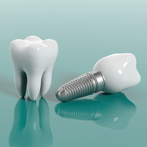 Animated natural tooth and dental implant supported dental crown