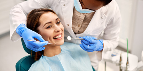 Woman about to undergo dental exam