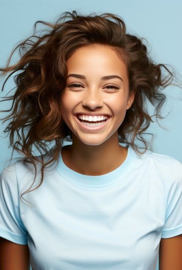 Smiling young woman with attractive teeth