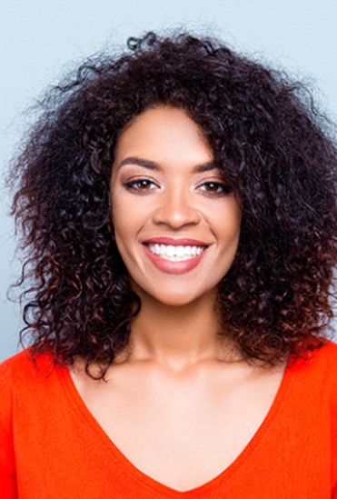 Closeup of woman smiling with veneers in Flower Mound