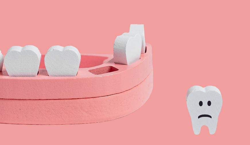 Cartoon teeth falling from mouth